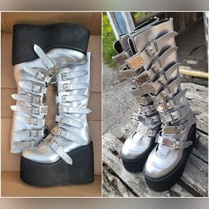 Silver Demonia Platform Swing 815. Size 11